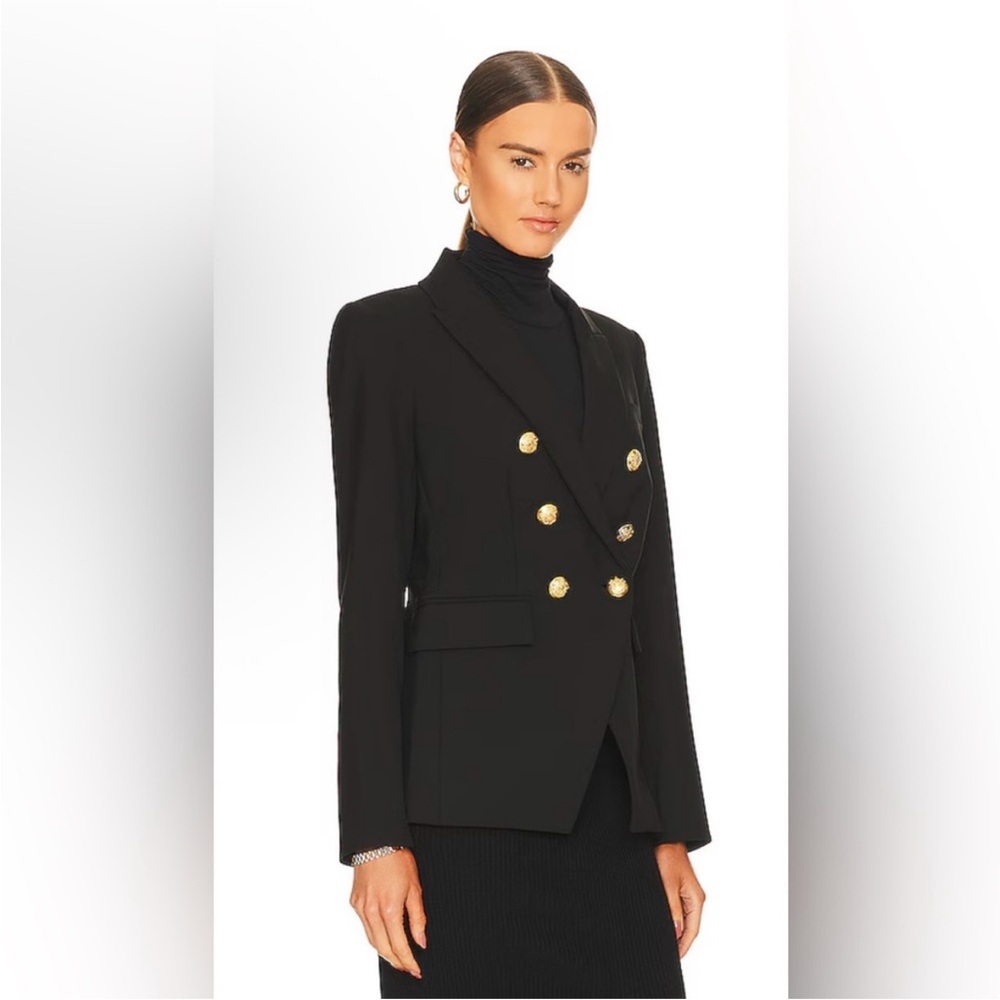Veronica Beard Miller Dickey Jacket Black Double-Breasted with Gold Buttons - Picture 3 of 13